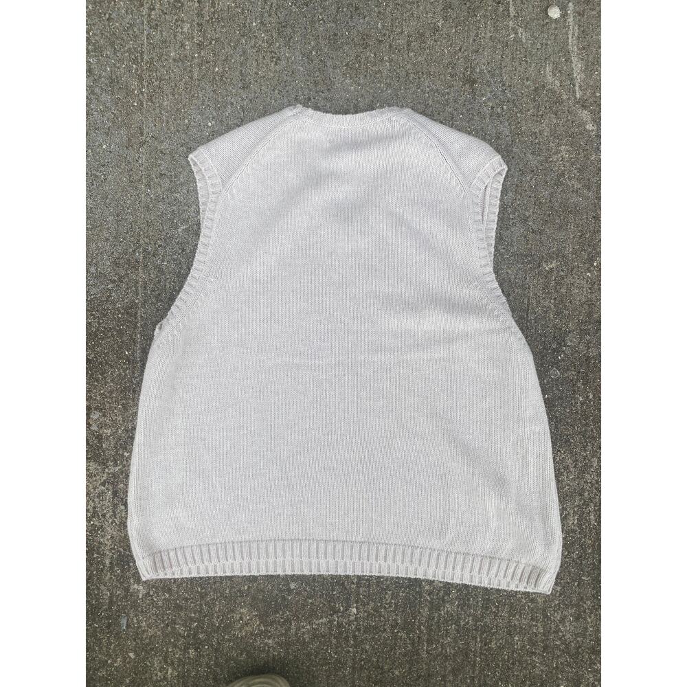 Vintage Lands End white Sweater Vest Womens M 10-12 Cotton V Neck Pullover - Picture 4 of 4
